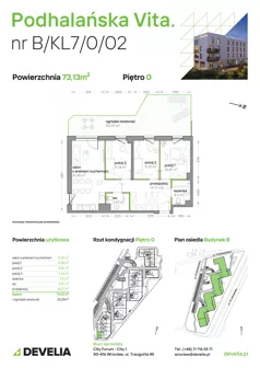 4 pokoje, mieszkanie 73,13 m², parter, oferta nr B/KL7/0/02, Podhalańska Vita II etap, Wrocław, Żerniki, Złotniki, ul. Podhalańska
