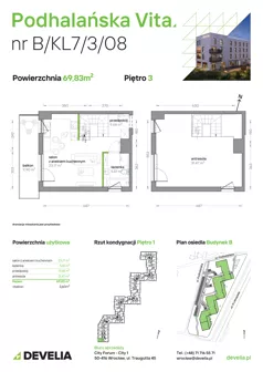 2 pokoje, mieszkanie 69,83 m², piętro 3, oferta nr B/KL7/3/08, Podhalańska Vita II etap, Wrocław, Żerniki, Złotniki, ul. Podhalańska