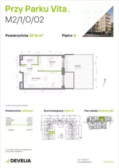 2 pokoje, mieszkanie 39,16 m², parter, oferta nr M2/1/0/02, Przy Parku Vita, Wrocław, Tarnogaj, Krzyki, ul. Międzyleska 2