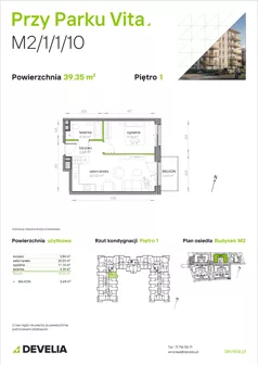 2 pokoje, mieszkanie 39,35 m², piętro 1, oferta nr M2/1/1/10, Przy Parku Vita, Wrocław, Tarnogaj, Krzyki, ul. Międzyleska 2