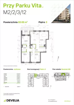 4 pokoje, mieszkanie 83,05 m², piętro 3, oferta nr M2/2/3/12, Przy Parku Vita, Wrocław, Tarnogaj, Krzyki, ul. Międzyleska 2