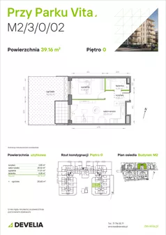2 pokoje, mieszkanie 39,16 m², parter, oferta nr M2/3/0/02, Przy Parku Vita, Wrocław, Tarnogaj, Krzyki, ul. Międzyleska 2