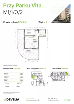 3 pokoje, mieszkanie 57,62 m², parter, oferta nr M1/1/0/02, Przy Parku Vita II etap, Wrocław, Tarnogaj, Krzyki, ul. Międzyleska 2
