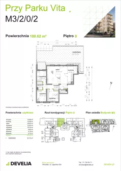 4 pokoje, mieszkanie 100,62 m², parter, oferta nr M3/2/0/2, Przy Parku Vita III etap, Wrocław, Tarnogaj, Krzyki, ul. Międzyleska
