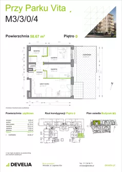 3 pokoje, mieszkanie 58,67 m², parter, oferta nr M3/3/0/4, Przy Parku Vita III etap, Wrocław, Tarnogaj, Krzyki, ul. Międzyleska