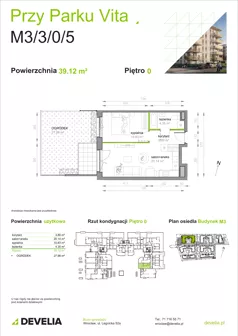 2 pokoje, mieszkanie 38,57 m², piętro 1, oferta nr M3/1/1/10, Przy Parku Vita III etap, Wrocław, Tarnogaj, Krzyki, ul. Międzyleska