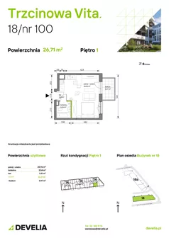 1 pokój, mieszkanie 26,71 m², piętro 1, oferta nr 18/100, Trzcinowa Vita I, Warszawa, Włochy, Nowe Włochy, ul. Trzcinowa 18
