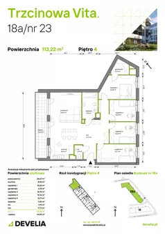 5 pokoi, mieszkanie 113,22 m², piętro 4, oferta nr 18A/023, Trzcinowa Vita I, Warszawa, Włochy, Nowe Włochy, ul. Trzcinowa 18
