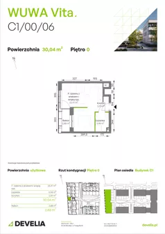 1 pokój, mieszkanie 30,04 m², parter, oferta nr C1/00/06, WUWA Vita III, Wrocław, Żerniki, Fabryczna, ul. Maya