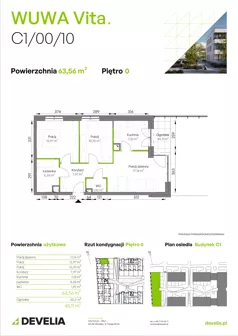 3 pokoje, mieszkanie 65,10 m², parter, oferta nr C1/00/05, WUWA Vita III, Wrocław, Żerniki, Fabryczna, ul. Maya