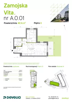 2 pokoje, mieszkanie 48,16 m², parter, oferta nr A.0.01, Zamojska Vita, Gdańsk, Ujeścisko-Łostowice, Ujeścisko, ul. Zamojska 11