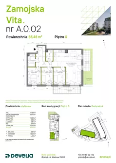 4 pokoje, mieszkanie 85,48 m², parter, oferta nr A.0.02, Zamojska Vita, Gdańsk, Ujeścisko-Łostowice, Ujeścisko, ul. Zamojska 11