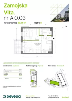 2 pokoje, mieszkanie 38,24 m², parter, oferta nr A.0.03, Zamojska Vita, Gdańsk, Ujeścisko-Łostowice, Ujeścisko, ul. Zamojska 11
