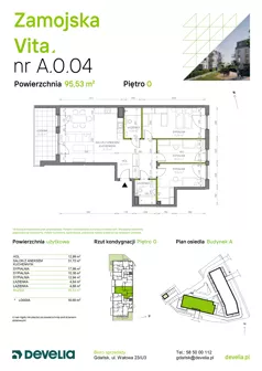 4 pokoje, mieszkanie 95,53 m², parter, oferta nr A.0.04, Zamojska Vita, Gdańsk, Ujeścisko-Łostowice, Ujeścisko, ul. Zamojska 11