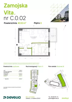 2 pokoje, mieszkanie 40,53 m², parter, oferta nr C.0.02, Zamojska Vita, Gdańsk, Ujeścisko-Łostowice, Ujeścisko, ul. Zamojska 11