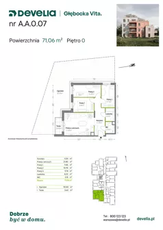 4 pokoje, mieszkanie 71,06 m², piętro 1, oferta nr A.A.1.09, Głębocka Vita, Warszawa, Białołęka, Białołęka, Głębocka 84A