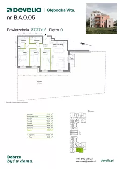 4 pokoje, mieszkanie 87,27 m², piętro 1, oferta nr B.A.1.06, Głębocka Vita, Warszawa, Białołęka, Białołęka, Głębocka 84A