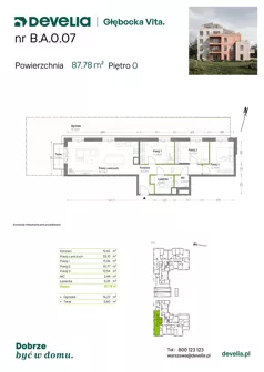 4 pokoje, mieszkanie 87,83 m², piętro 1, oferta nr B.A.1.04, Głębocka Vita, Warszawa, Białołęka, Białołęka, Głębocka 84A