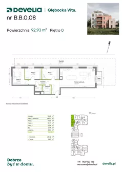 4 pokoje, mieszkanie 92,93 m², piętro 1, oferta nr B.B.1.04, Głębocka Vita, Warszawa, Białołęka, Białołęka, Głębocka 84A