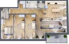 4 pokoje, mieszkanie 121,58 m², piętro 1, oferta nr B.8, Apartamenty Kapitanat bud. B, Gdańsk, Śródmieście, ul. Stępkarska / Wiosny Ludów