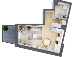 1 pokój, mieszkanie 30,61 m², piętro 3, oferta nr B.33, Apartamenty Kapitanat bud. B, Gdańsk, Śródmieście, ul. Stępkarska / Wiosny Ludów