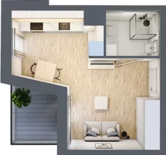 1 pokój, mieszkanie 26,14 m², piętro 3, oferta nr B.34, Apartamenty Kapitanat bud. B, Gdańsk, Śródmieście, ul. Stępkarska / Wiosny Ludów