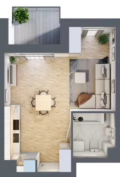 1 pokój, apartament 34,08 m², piętro 1, oferta nr A.12, Apartamenty Kapitanat bud. A, Gdańsk, Śródmieście, ul. Stępkarska / Wiosny Ludów