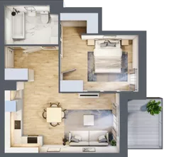 2 pokoje, apartament 46,39 m², piętro 1, oferta nr A.5, Apartamenty Kapitanat bud. A, Gdańsk, Śródmieście, ul. Stępkarska / Wiosny Ludów