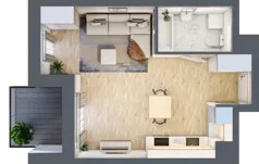 1 pokój, mieszkanie 33,52 m², piętro 2, oferta nr A.22, Apartamenty Kapitanat bud. A, Gdańsk, Śródmieście, ul. Stępkarska / Wiosny Ludów