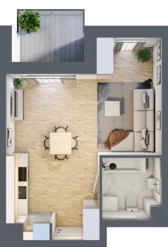 1 pokój, mieszkanie 34,35 m², piętro 2, oferta nr A.25, Apartamenty Kapitanat bud. A, Gdańsk, Śródmieście, ul. Stępkarska / Wiosny Ludów