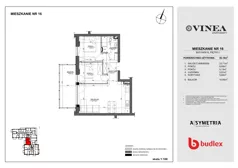 3 pokoje, apartament 50,18 m², piętro 1, oferta nr B16, Apartamenty Vinea, Toruń, Jakubskie Przedmieście, ul. Winnica 25-27