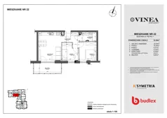 3 pokoje, mieszkanie 50,67 m², piętro 1, oferta nr B22, Apartamenty Vinea, Toruń, Jakubskie Przedmieście, ul. Winnica 25-27