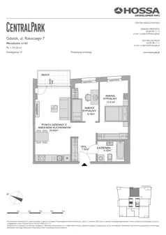 1 pokój, mieszkanie 54,26 m², piętro 5, oferta nr CP/R7/62, Centralpark, Gdańsk, Piecki-Migowo, Morena, ul. Franciszka Rakoczego