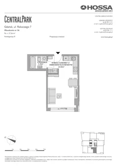 1 pokój, mieszkanie 27,36 m², piętro 2, oferta nr CP/R7/36, Centralpark, Gdańsk, Piecki-Migowo, Morena, ul. Franciszka Rakoczego