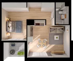1 pokój, mieszkanie 42,99 m², piętro 6, oferta nr CP/R5/54, Centralpark, Gdańsk, Piecki-Migowo, Morena, ul. Franciszka Rakoczego