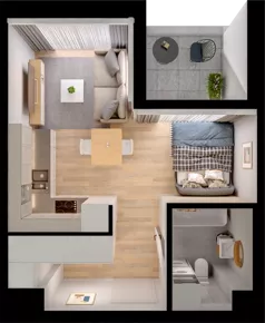 1 pokój, mieszkanie 28,55 m², piętro 7, oferta nr CP/R5/72, Centralpark, Gdańsk, Piecki-Migowo, Morena, ul. Franciszka Rakoczego