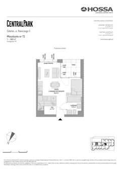 1 pokój, mieszkanie 28,55 m², piętro 7, oferta nr CP/R5/72, Centralpark, Gdańsk, Piecki-Migowo, Morena, ul. Franciszka Rakoczego