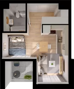 1 pokój, mieszkanie 27,60 m², piętro 8, oferta nr CP/R5/82, Centralpark, Gdańsk, Piecki-Migowo, Morena, ul. Franciszka Rakoczego