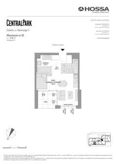 1 pokój, mieszkanie 27,60 m², piętro 8, oferta nr CP/R5/82, Centralpark, Gdańsk, Piecki-Migowo, Morena, ul. Franciszka Rakoczego