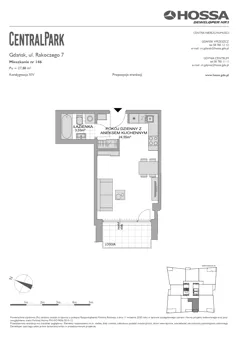 1 pokój, mieszkanie 27,88 m², piętro 13, oferta nr CP/R7/146, Centralpark, Gdańsk, Piecki-Migowo, Morena, ul. Franciszka Rakoczego