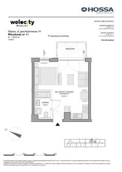 1 pokój, mieszkanie 28,50 m², piętro 2, oferta nr WW/JK14/41, Welocity Wiczlino, Gdynia, Chwarzno-Wiczlino, ul. Jana Kazimierza