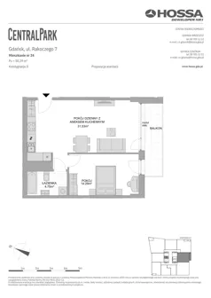 2 pokoje, mieszkanie 50,39 m², piętro 1, oferta nr CP/R7/24, Centralpark, Gdańsk, Piecki-Migowo, Morena, ul. Franciszka Rakoczego