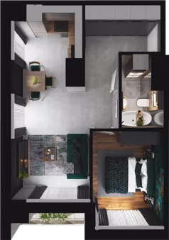2 pokoje, mieszkanie 43,85 m², piętro 1, oferta nr CP/R7/28, Centralpark, Gdańsk, Piecki-Migowo, Morena, ul. Franciszka Rakoczego
