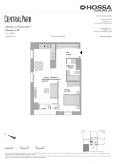 2 pokoje, mieszkanie 43,85 m², piętro 1, oferta nr CP/R7/28, Centralpark, Gdańsk, Piecki-Migowo, Morena, ul. Franciszka Rakoczego