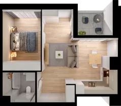 2 pokoje, mieszkanie 42,33 m², piętro 3, oferta nr CP/R5/21, Centralpark, Gdańsk, Piecki-Migowo, Morena, ul. Franciszka Rakoczego