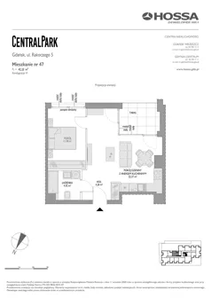 2 pokoje, mieszkanie 42,33 m², piętro 5, oferta nr CP/R5/47, Centralpark, Gdańsk, Piecki-Migowo, Morena, ul. Franciszka Rakoczego