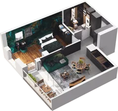 2 pokoje, mieszkanie 43,23 m², piętro 12, oferta nr CP/R7/137, Centralpark, Gdańsk, Piecki-Migowo, Morena, ul. Franciszka Rakoczego