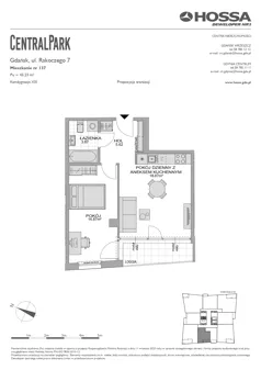 2 pokoje, mieszkanie 43,23 m², piętro 12, oferta nr CP/R7/137, Centralpark, Gdańsk, Piecki-Migowo, Morena, ul. Franciszka Rakoczego