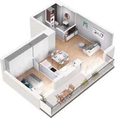 2 pokoje, mieszkanie 44,47 m², piętro 1, oferta nr F60/18, Centrum Chwarzno - Wiczlino , Gdynia, Chwarzno-Wiczlino, ul. Fregatowa