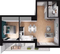 2 pokoje, mieszkanie 44,47 m², piętro 1, oferta nr F60/18, Centrum Chwarzno - Wiczlino , Gdynia, Chwarzno-Wiczlino, ul. Fregatowa